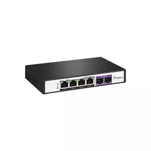سوئیچ شبکه تجاری 4 پورت 2.5گیگابیت اترنت و ۲ پورت 10G فیبرنوری 12ولت